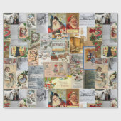 Antique Christmas Ephemera Collage Decoupage ラッピングペーパー (フラット)