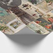 Antique Christmas Ephemera Collage Decoupage ラッピングペーパー (角)