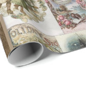 Antique Christmas Ephemera Collage Decoupage ラッピングペーパー (ロールコーナー)