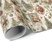 Antique Christmas Ephemera | Retro Santa Vintage  ラッピングペーパー (ロールコーナー)