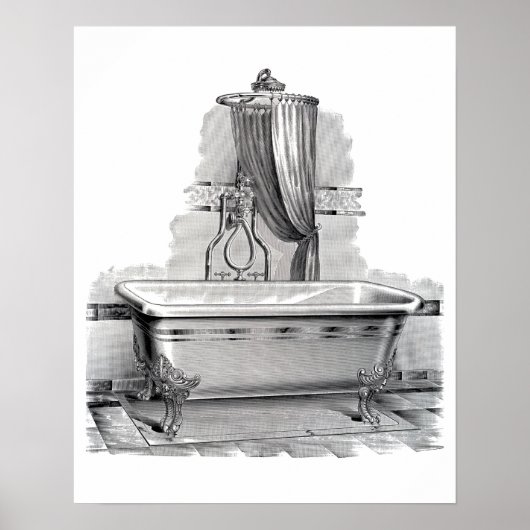 Antique Claw Feet Bathtub with Shower ポスター (正面)