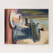 Antique Coffee Machine Latte Watercolor ジグソーパズル (横)