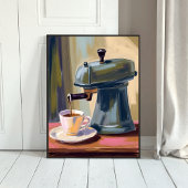 Antique Coffee Machine Latte Watercolor ポスター