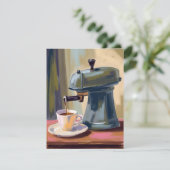 Antique Coffee Machine Latte Watercolor Card (スタンド正面)