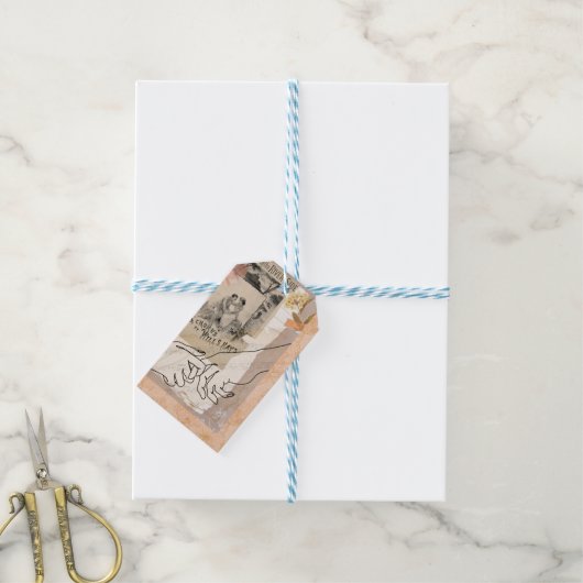 Antique Collage Floral Ephemera Lovers Riverside ギフトタグ (より糸付き)