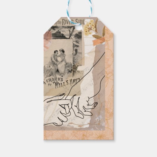 Antique Collage Floral Ephemera Lovers Riverside ギフトタグ (正面)