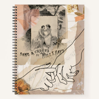 Antique Collage Romantic Floral Ephemera ノートブック