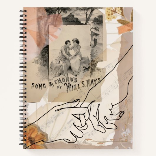 Antique Collage Romantic Floral Ephemera ノートブック (正面)