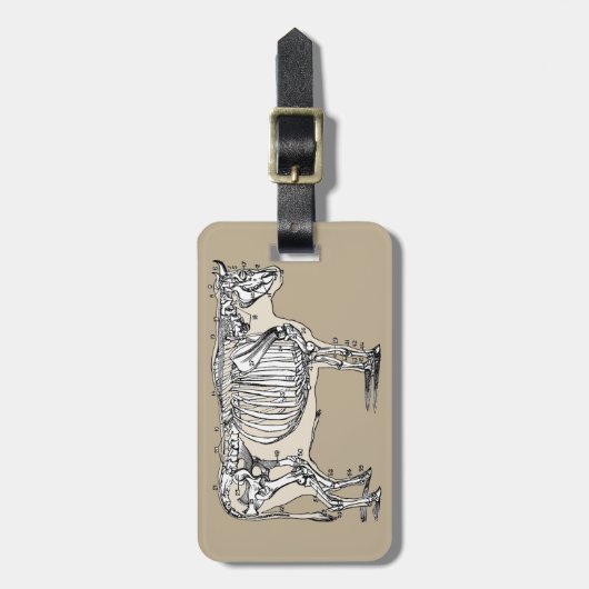 Antique Cow Skeleton Bones Fun ラゲッジタグ (正面縦)