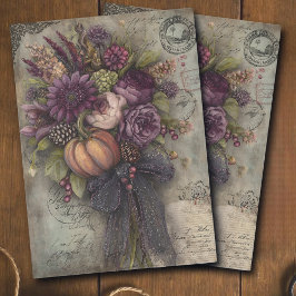 Antique Dark Floral Bouquet Ephemera Decoupage  薄葉紙