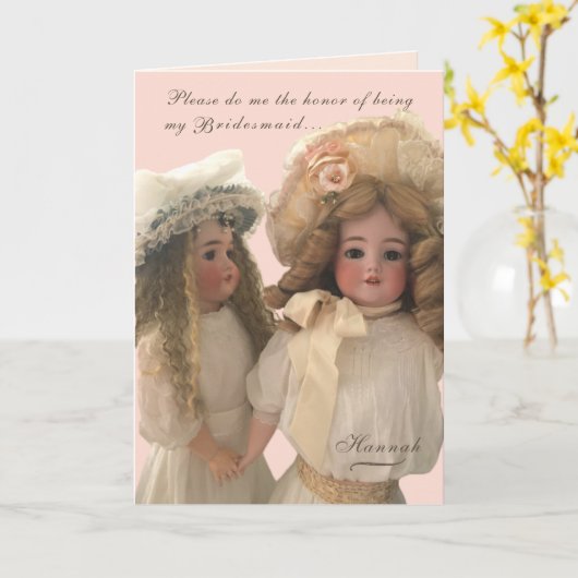 Antique Dolls 'Be My Bridesmaid' Card カード (黄色い花)