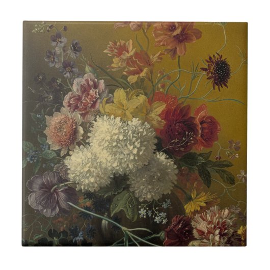 Antique Dutch Master Floral Georgius van Os 1820  タイル (正面)