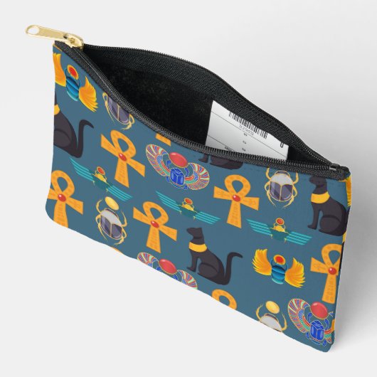 Antique Egypt Pattern, Hieroglyphics digital paper アクセサリーポーチ (見開き)