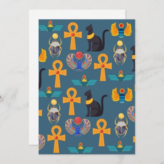 Antique Egypt Pattern, Hieroglyphics digital paper シーズンカード (正面/裏面)