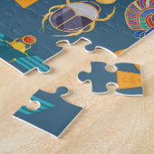 Antique Egypt Pattern, Hieroglyphics digital paper ジグソーパズル (側面)