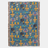 Antique Egypt Pattern, Hieroglyphics digital paper スローブランケット (正面縦)