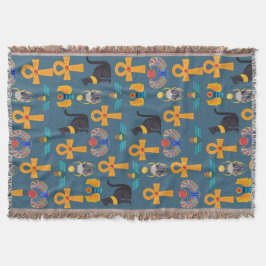 Antique Egypt Pattern, Hieroglyphics digital paper スローブランケット