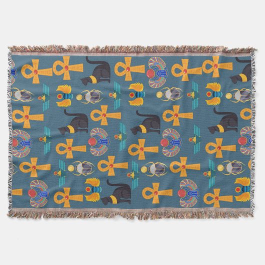 Antique Egypt Pattern, Hieroglyphics digital paper スローブランケット (正面)