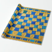 ANTIQUE EGYPTIAN GEOMETRIC DECOR ,SUN IN BLUE SKY  ラッピングペーパー (アンロールド)