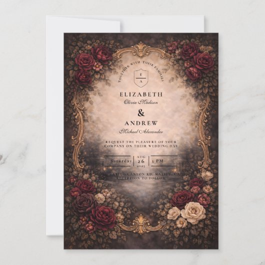Antique European Baroque Wedding 招待状 (正面)