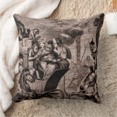 Antique Fantasy Print Vintage Satire and Steampunk クッション (ブランケット)