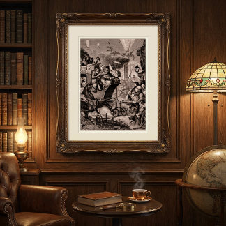 Antique Fantasy Print Vintage Satire and Steampunk ポスター