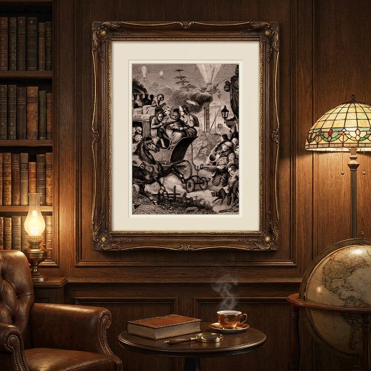 Antique Fantasy Print Vintage Satire and Steampunk ポスター
