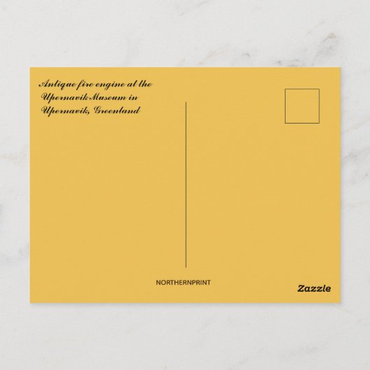 Antique Fire Engine at Museum Upernavik Greenland ポストカード (裏面)