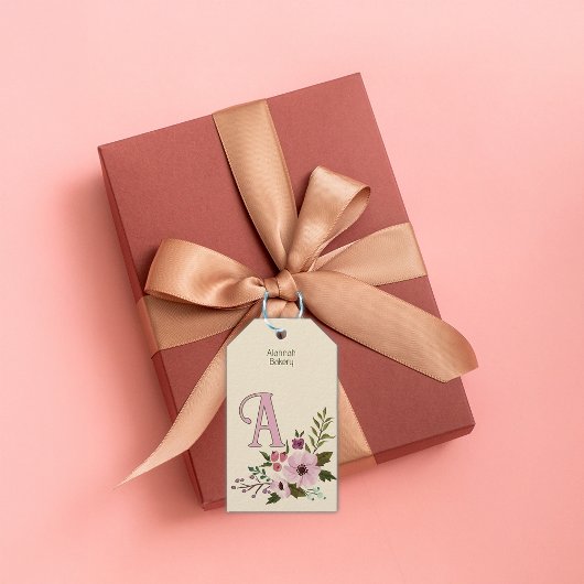 Antique Floral Custom Monogram Initial ギフトタグ