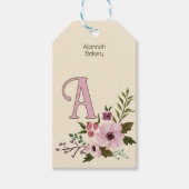Antique Floral Custom Monogram Initial ギフトタグ (正面)