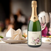 Antique Floral Custom Monogram Initial スパークリングワインラベル