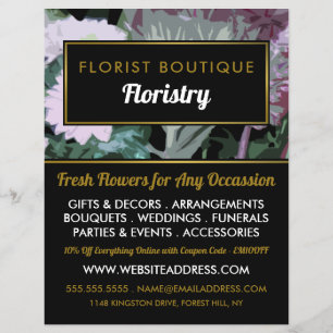 Antique Floral Design, Floristry Advertising チラシ