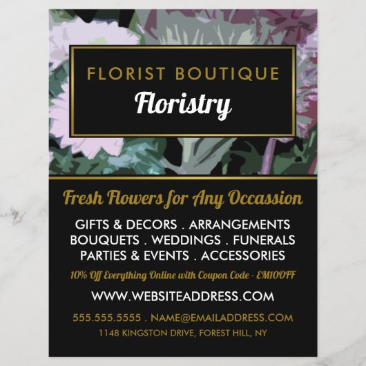 Antique Floral Design, Floristry Advertising チラシ (正面)