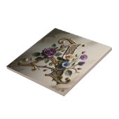 Antique Floral Gold Letter A Monogram タイル (側面)