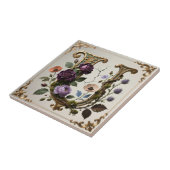 Antique Floral Gold Letter U Monogram タイル (側面)