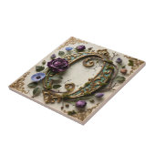 Antique Floral Gold Patina Letter O タイル (側面)