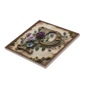 Antique Floral Opalescent Letter P Monogram タイル (側面)