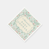 Antique Floral Scalloped Baby Shower スタンダードカクテルナプキン (角)