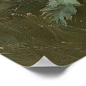 Antique Flower Owl Print, Moody Bird Botanical Cot ポスター (角)