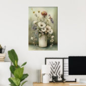 Antique Flower Toilet Paper Roll Print, Bathroom ポスター (ホームオフィス)