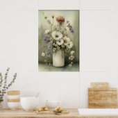Antique Flower Toilet Paper Roll Print, Bathroom ポスター (キッチン)