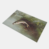 Antique Fly Fishing Leaping Brook Trout Print ドアマット (アングル)