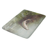 Antique Fly Fishing Leaping Brook Trout Print バスマット (アングル)