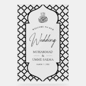 Antique Frame Black Muslim Wedding Welcome アクリルサイン (正面)