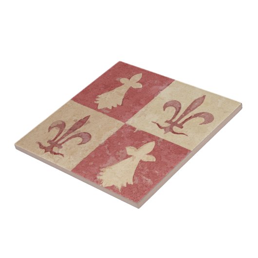 Antique French Mediaeval Fleur de Lis Pattern タイル (側面)