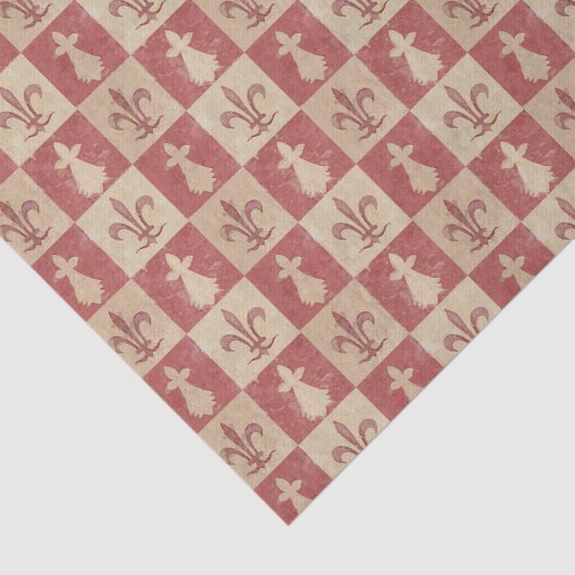 Antique French Mediaeval Fleur de Lis Pattern 薄葉紙 (詳細)