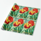 Antique Garden Advertisement, Yellow Red Tulips ラッピングペーパー (アンロールド)