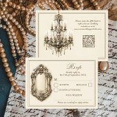 Antique Gilded Age Ivory Timeless QR Code Wedding 出欠カード