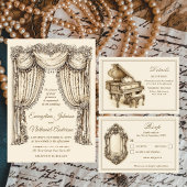 Antique Gilded Age Ivory Timeless QR Code Wedding 出欠カード