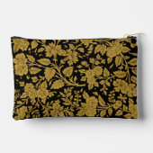 Antique Gold Floral Indian Lac-work Black Pattern アクセサリーポーチ (裏面)